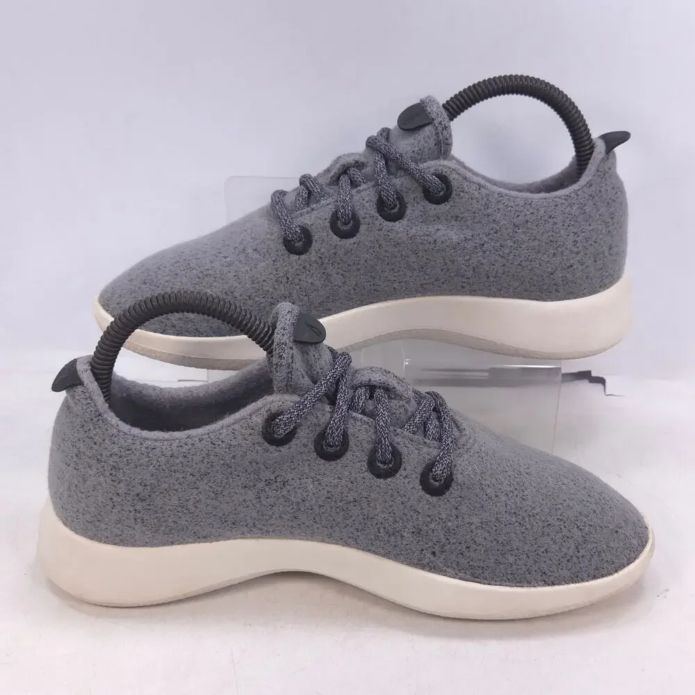 Allbirds Wool Runner Lace Up Athletic Running Shoe Womens Size 7 Gray White